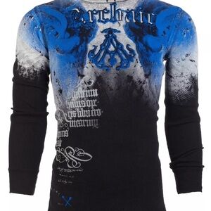 Archaic Blue and Black Long Sleeve Tee with Gradient Design
